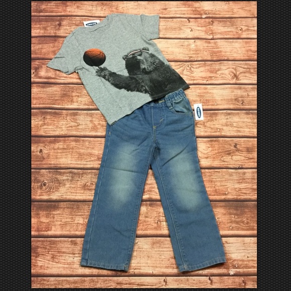 Old Navy 2T or 3T Bear Basketball Shirt & Jeans. NWT - Picture 1 of 4